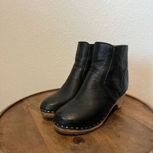 Maguba Black Leather Suckland Side-Zip Ankle Booties Boots Women's Size 36 US 6